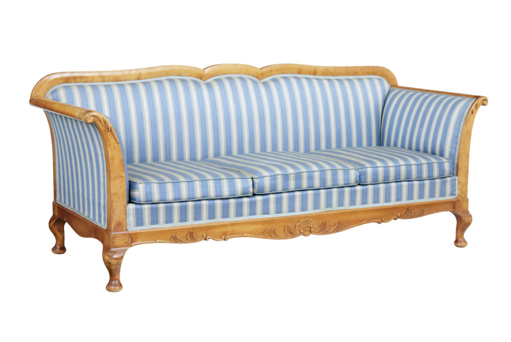 SWEDISH LATE 19TH CENTURY CENTURY CARVED BIRCH SOFA