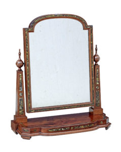 MID 19TH CENTURY MAHOGANY DRESSING MIRROR WITH PEA SHELL INLAY