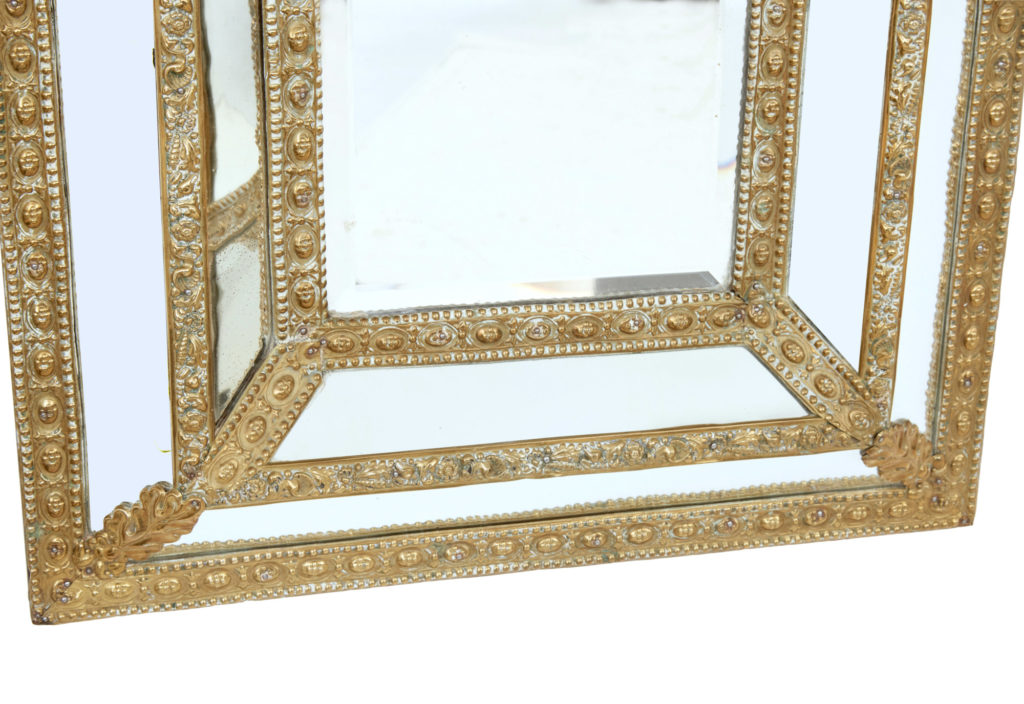 Late 19th Century Ornate Brass Cushion Mirror — image 4