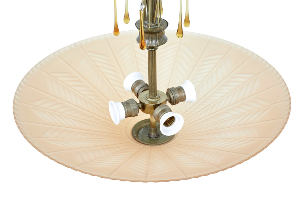 Scandinavian Art Deco Ceiling Dish Light by Orrefors — image 3