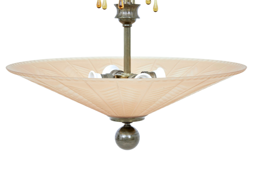 Scandinavian Art Deco Ceiling Dish Light by Orrefors — image 6