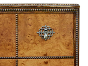Mid 20th Century Burr Birch Chest of Drawers on Stand — thumbnail 3