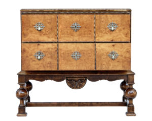 Mid 20th Century Burr Birch Chest of Drawers on Stand — thumbnail 6