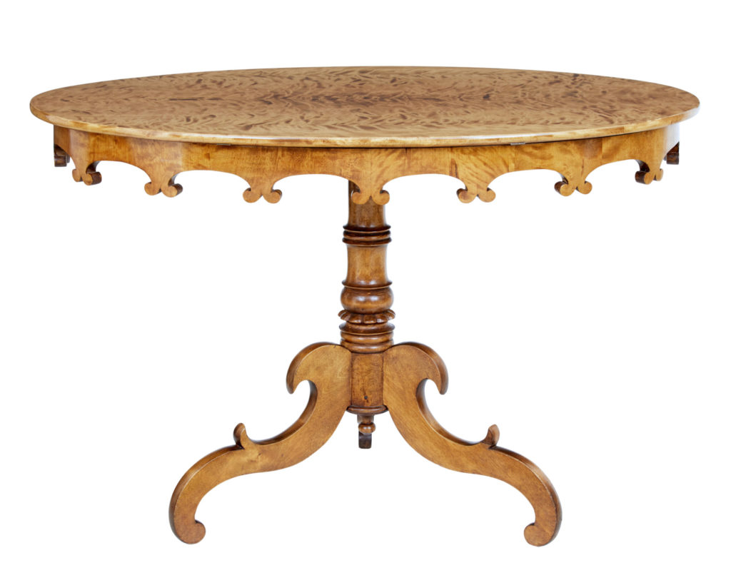 Swedish 19th Century Burr Birch Oval Occasional Table — image 6