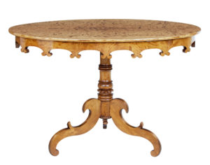 Swedish 19th Century Burr Birch Oval Occasional Table — thumbnail 6