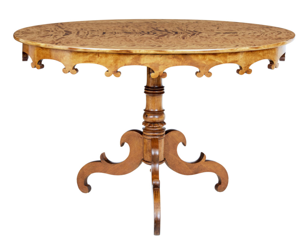 Swedish 19th Century Burr Birch Oval Occasional Table