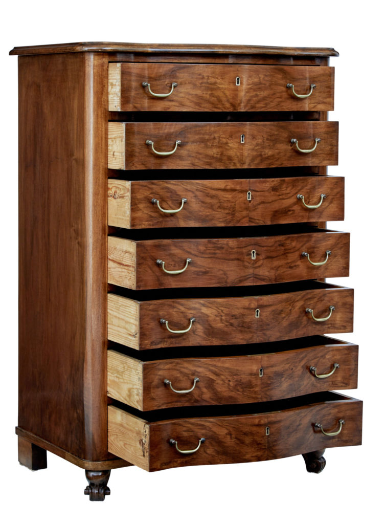 Mid 20th Century Walnut Tall Chest of Drawers — image 6