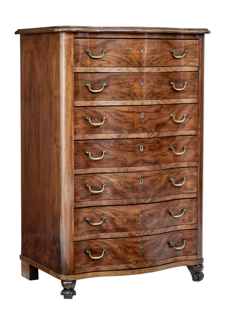 Mid 20th Century Walnut Tall Chest of Drawers