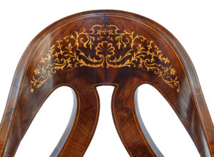 Rare Set of 4 Regency Period Inlaid Mahogany Lounge Chairs — thumbnail 2