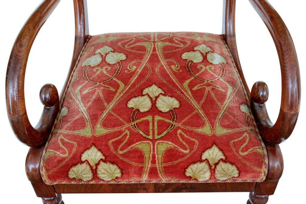 Set of 4 19th Century Danish Flame Mahogany Armchairs — image 2