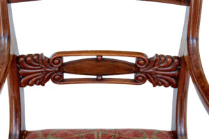 Set of 4 19th Century Danish Flame Mahogany Armchairs — thumbnail 3