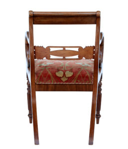 Set of 4 19th Century Danish Flame Mahogany Armchairs — thumbnail 5