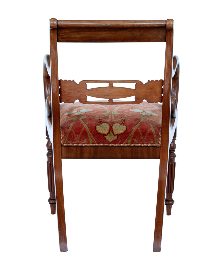 Set of 4 19th Century Danish Flame Mahogany Armchairs — image 5