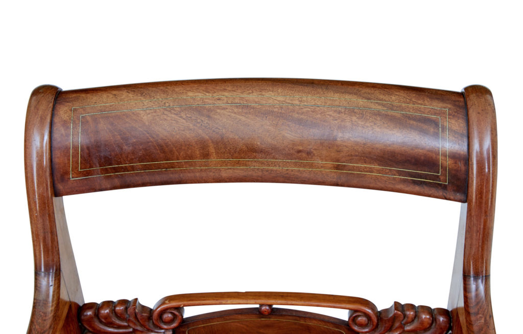 Set of 4 19th Century Danish Flame Mahogany Armchairs — image 4