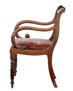Set of 4 19th Century Danish Flame Mahogany Armchairs — thumbnail 6