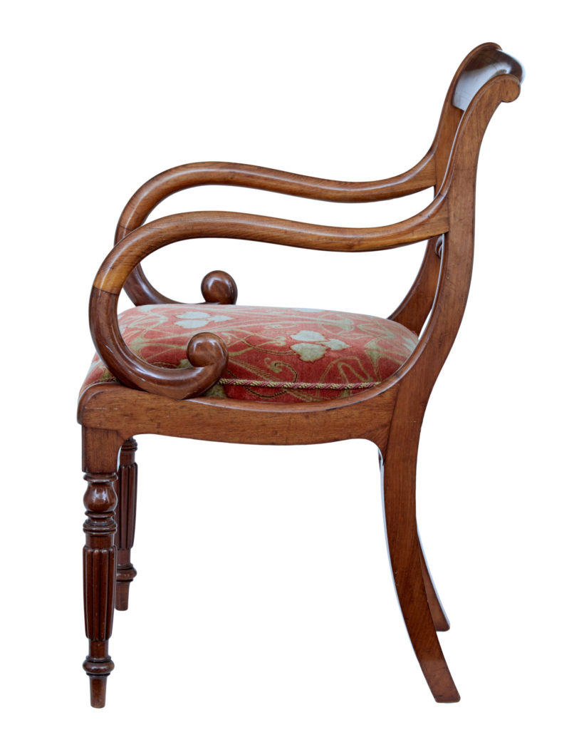 Set of 4 19th Century Danish Flame Mahogany Armchairs — image 6