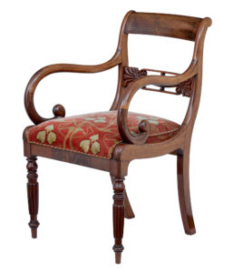 Set of 4 19th Century Danish Flame Mahogany Armchairs — thumbnail 7