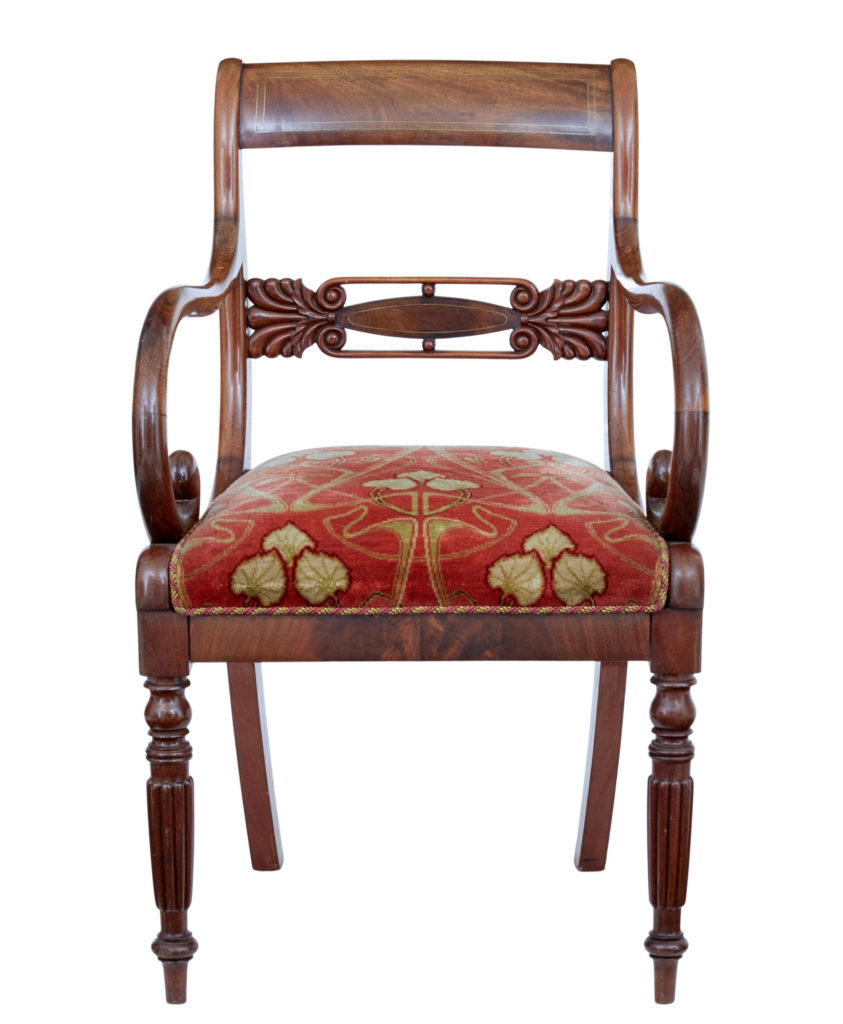Set of 4 19th Century Danish Flame Mahogany Armchairs — image 8