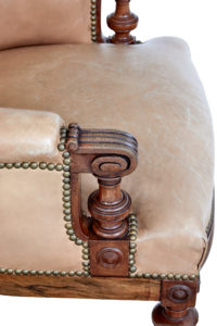 Pair of Late 19th Century Carved Walnut and Leather Armchairs — thumbnail 2