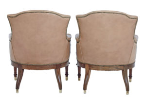 Pair of Late 19th Century Carved Walnut and Leather Armchairs — thumbnail 7