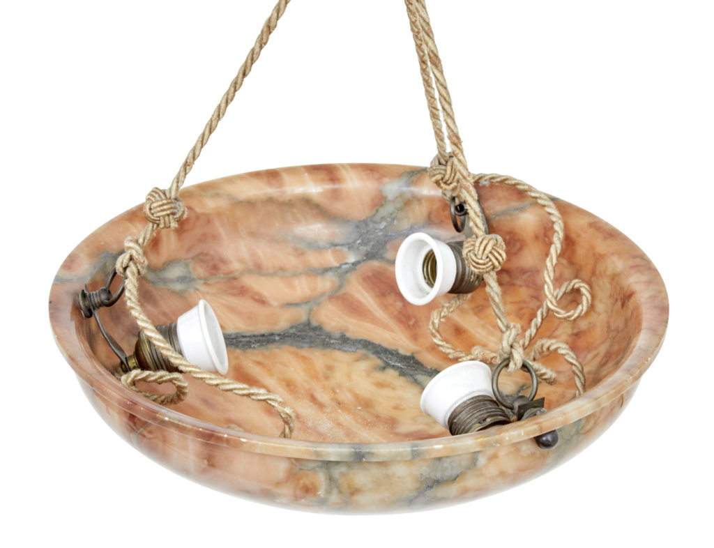 Art Deco Alabaster Dish Ceiling Light — image 5