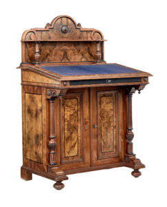 19th Century Carved Burr Walnut Davenport Writing Desk — thumbnail 1
