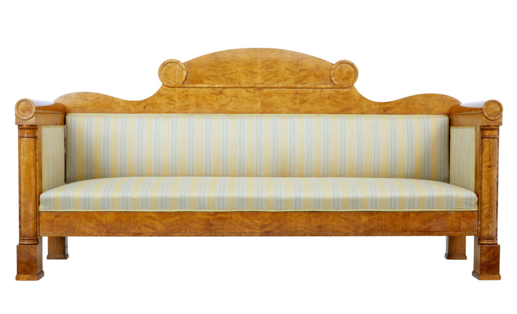 Swedish 19th Century Empire Revival Birch Sofa — image 8