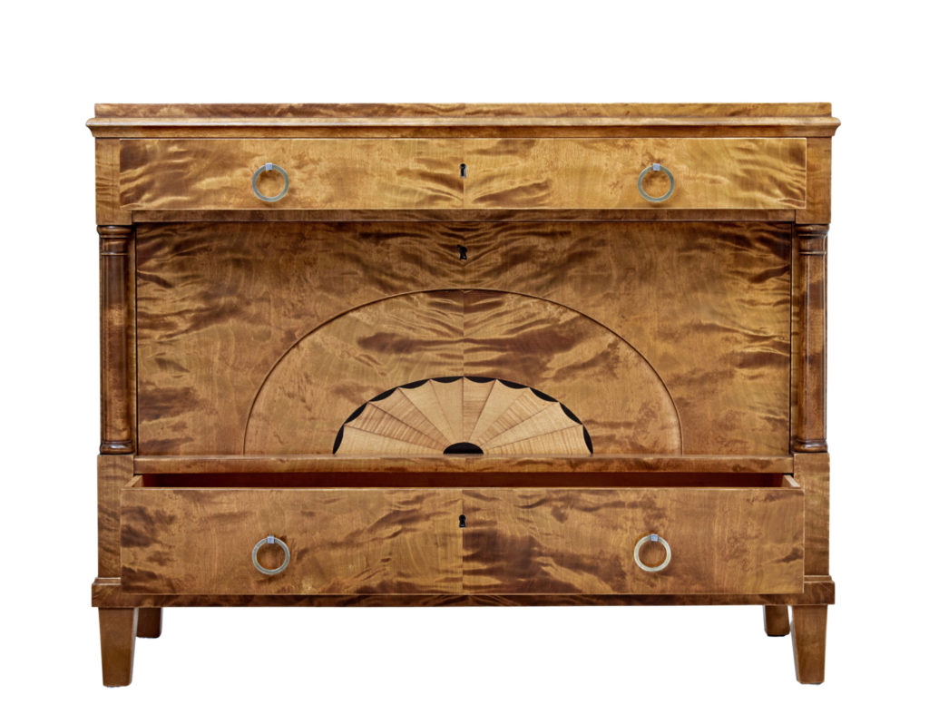 Early 20th Century Art Deco Inlaid Birch Chest of Drawers — image 6
