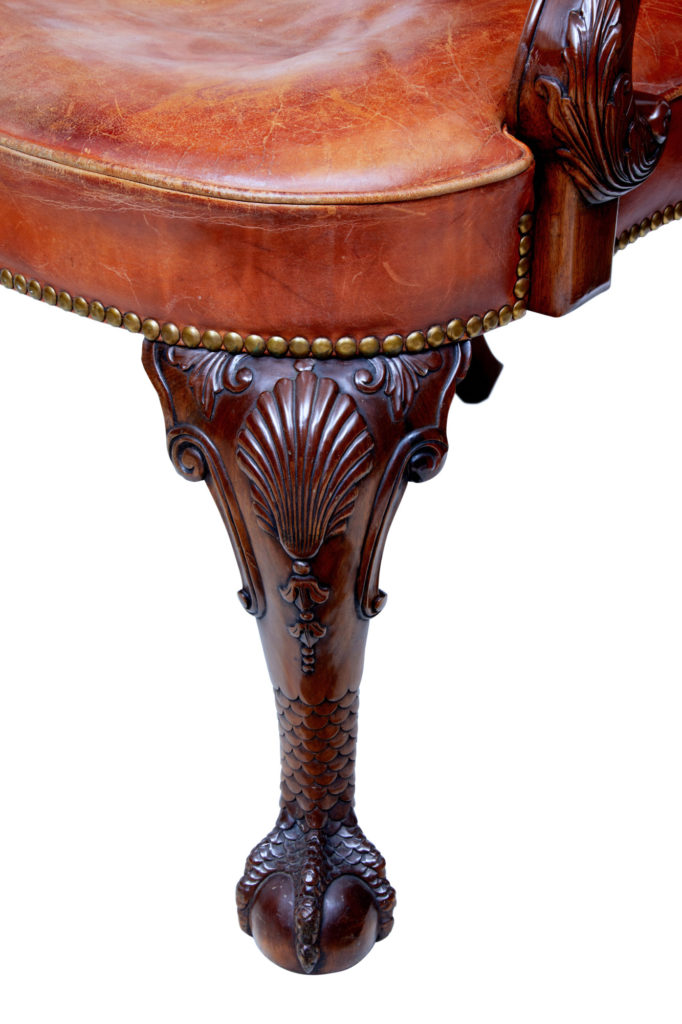Rare Pair of Mid 20th Century Carved Mahogany Armchairs — image 3