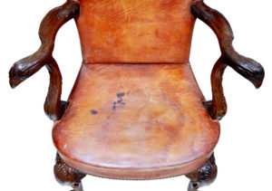 Rare Pair of Mid 20th Century Carved Mahogany Armchairs — thumbnail 5