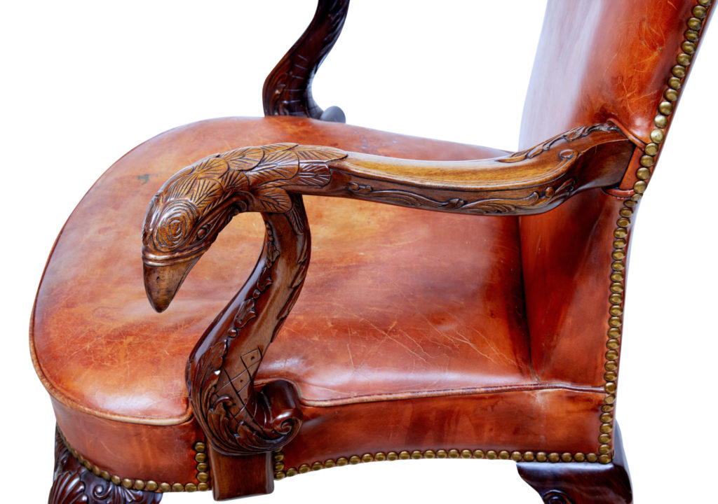 Rare Pair of Mid 20th Century Carved Mahogany Armchairs — image 4