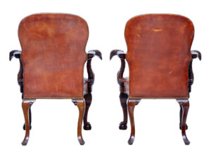 Rare Pair of Mid 20th Century Carved Mahogany Armchairs — thumbnail 7