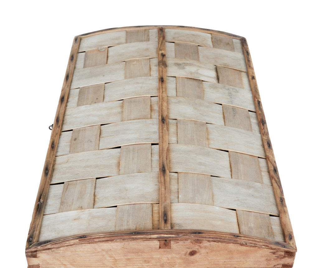 Unusual 19th Century Woven Pine Dome Top Trunk — image 3
