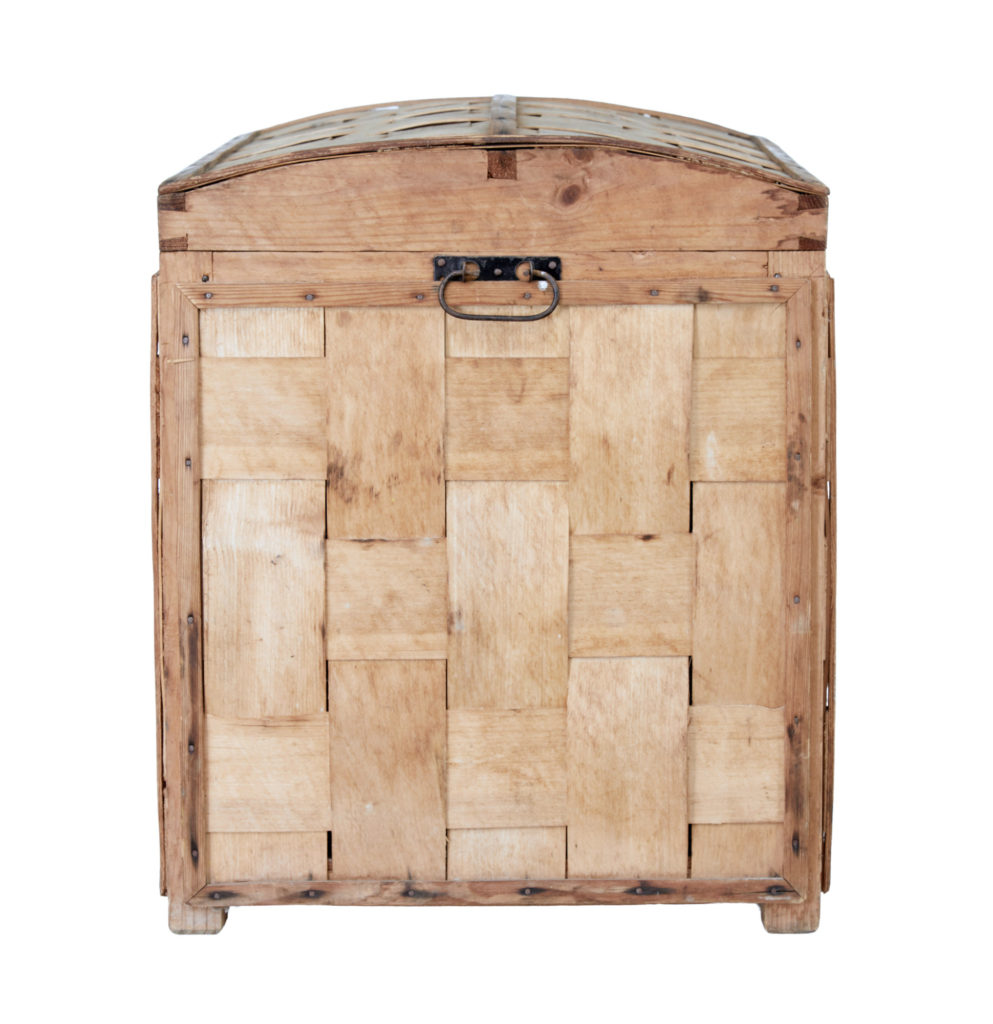 Unusual 19th Century Woven Pine Dome Top Trunk — image 4
