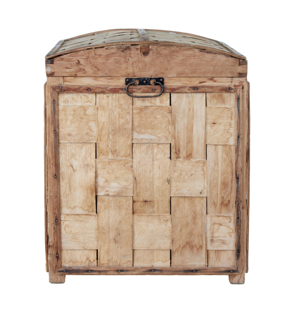 Unusual 19th Century Woven Pine Dome Top Trunk — image 5