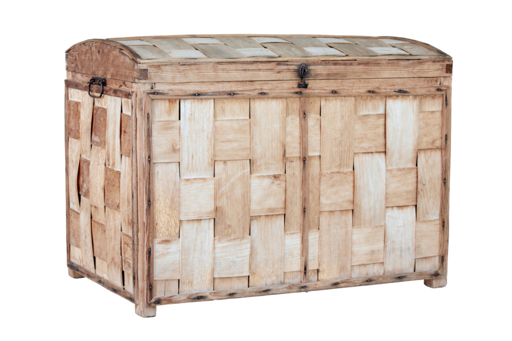 Unusual 19th Century Woven Pine Dome Top Trunk