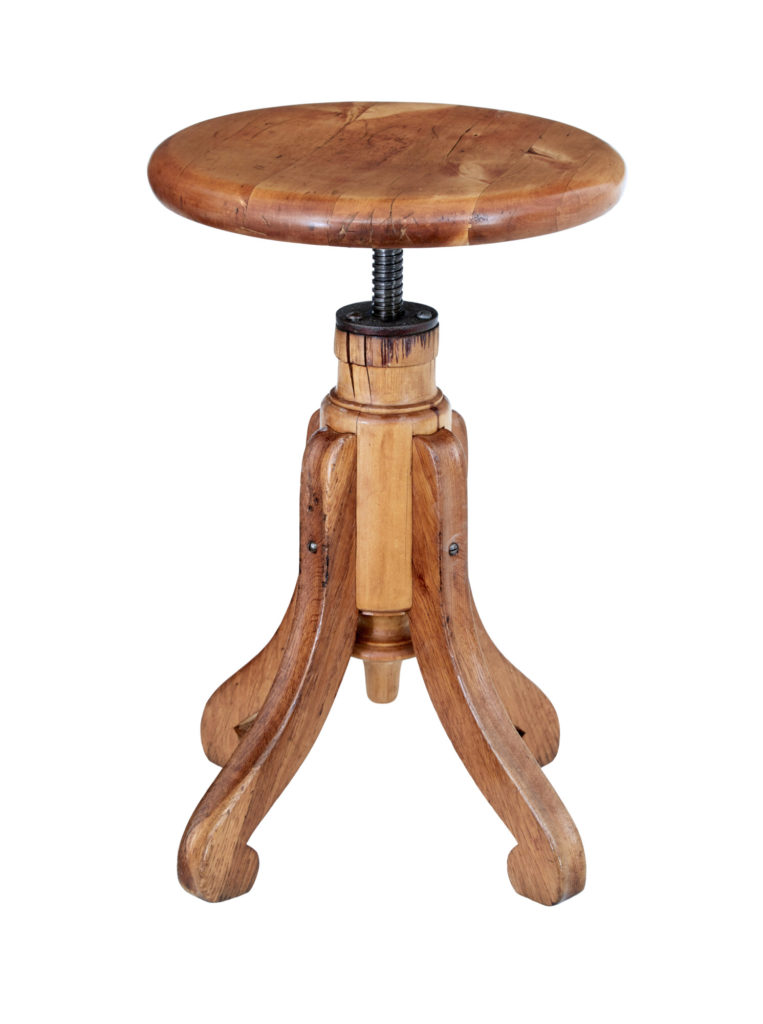 Late 19th Century Oak and Pine Piano Stool