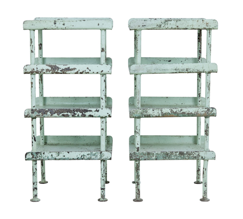Pair of 1920’s Industrial Steel Storage Stands — image 6