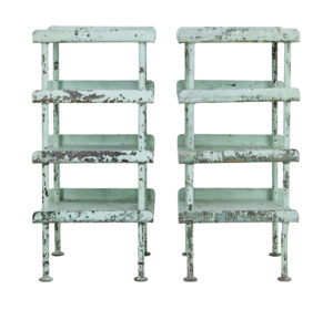 Pair of 1920’s Industrial Steel Storage Stands — thumbnail 1