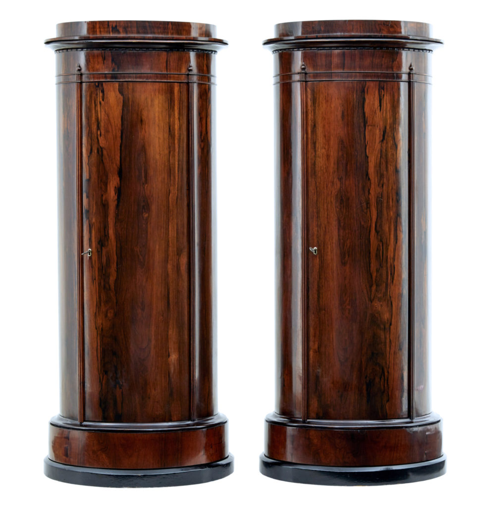 FINE PAIR OF MID 19TH CENTURY PALISANDER PEDESTAL CABINETS