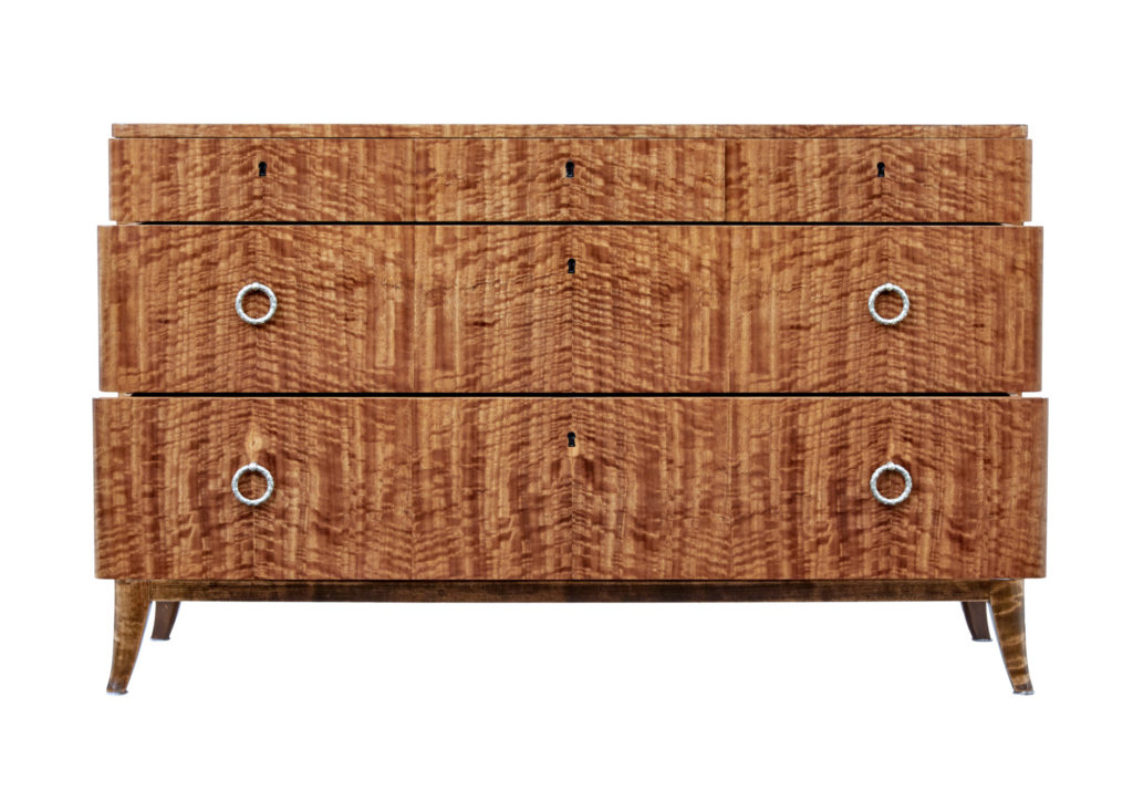Mid 20th Century Scandinavian Satinwood Chest of Drawers — image 7