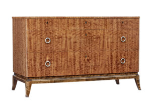 Mid 20th Century Scandinavian Satinwood Chest of Drawers — thumbnail 1