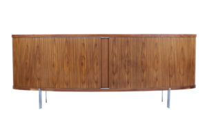 Danish Walnut Oval Tambour Naver Sideboard by Nissen and Gehl Mdd — thumbnail 2