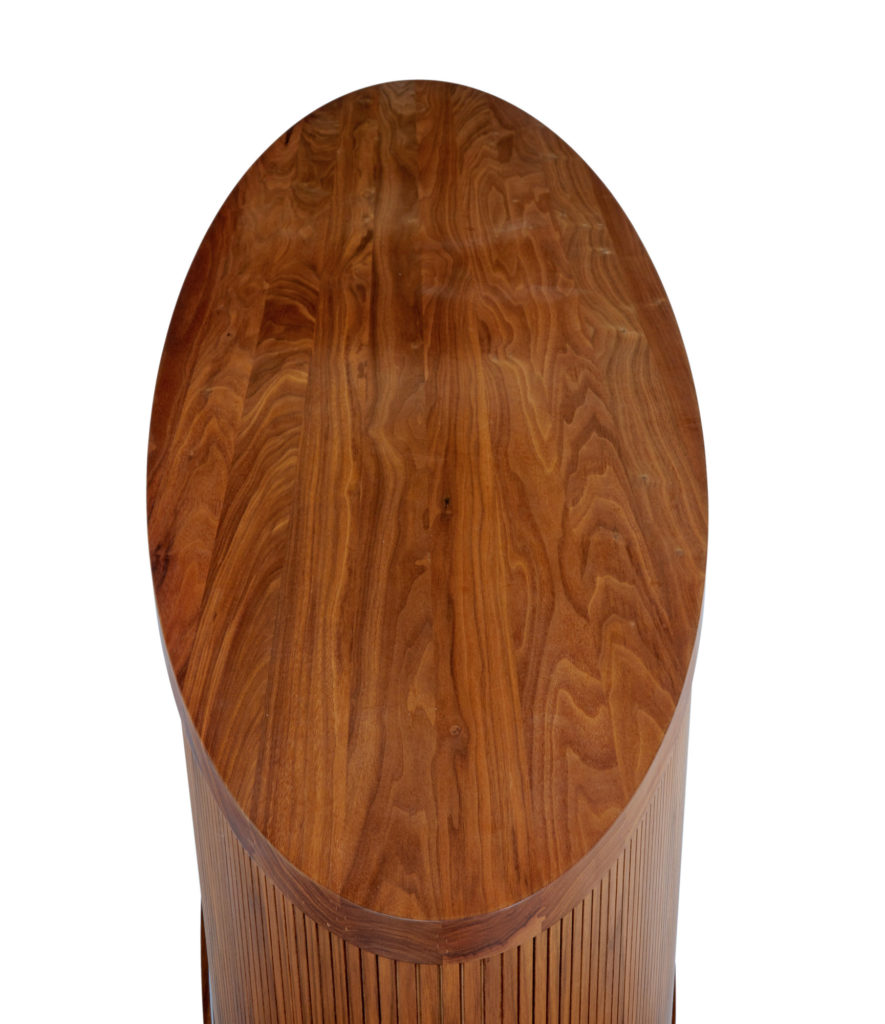 Danish Walnut Oval Tambour Naver Sideboard by Nissen and Gehl Mdd — image 4