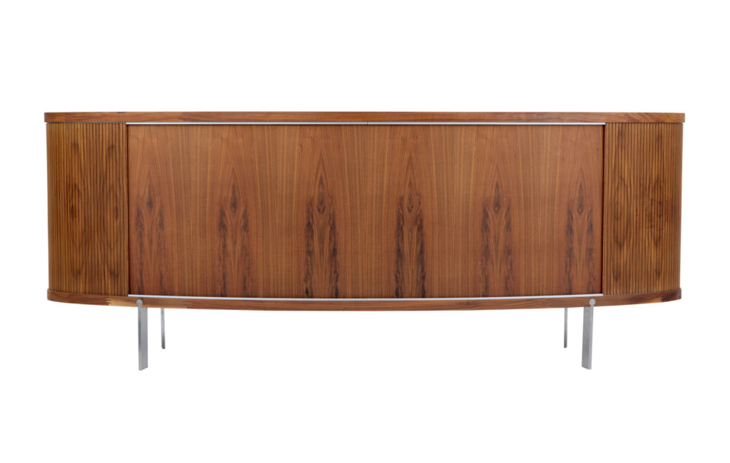 Danish Walnut Oval Tambour Naver Sideboard by Nissen and Gehl Mdd — image 3