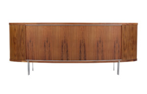 Danish Walnut Oval Tambour Naver Sideboard by Nissen and Gehl Mdd — thumbnail 3