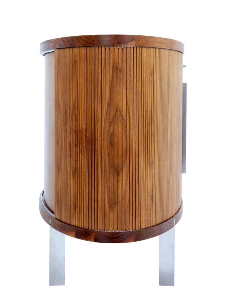 Danish Walnut Oval Tambour Naver Sideboard by Nissen and Gehl Mdd — image 5