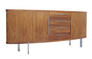 Danish Walnut Oval Tambour Naver Sideboard by Nissen and Gehl Mdd — thumbnail 6