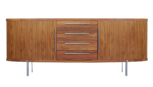 Danish Walnut Oval Tambour Naver Sideboard by Nissen and Gehl Mdd — thumbnail 1