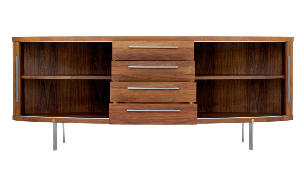 Danish Walnut Oval Tambour Naver Sideboard by Nissen and Gehl Mdd — image 7